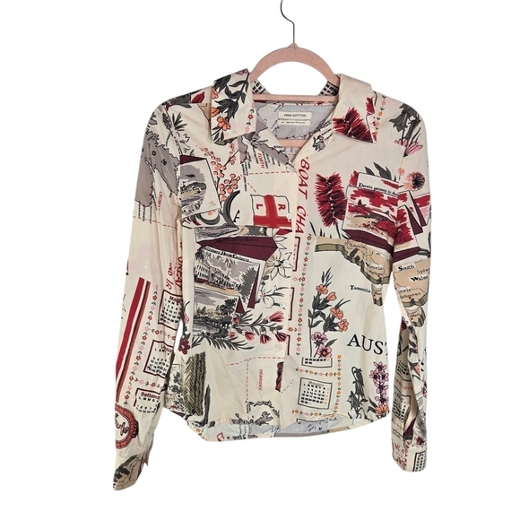Urban Outfitters Petra postcard print camisa slim fit button up shirt - Picture 5 of 13
